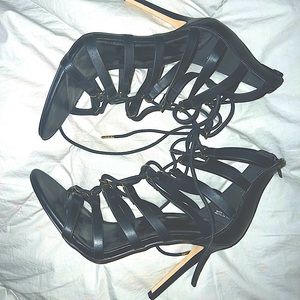 Forever 21 Black tie-up heels